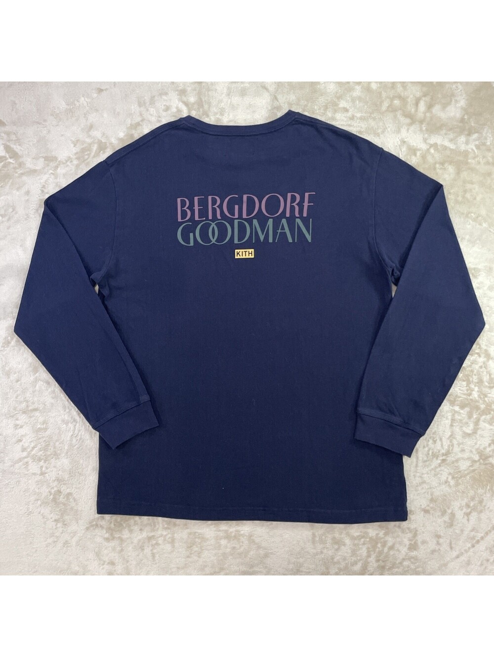 KITH x Bergdorf Goodman Navy Blue Long Sleeve Tee Mens XL Excellent Condition